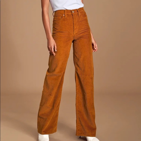 Levi's Denim - Levis Ribcage Orange Wide Wale Corduroy Wide Pants